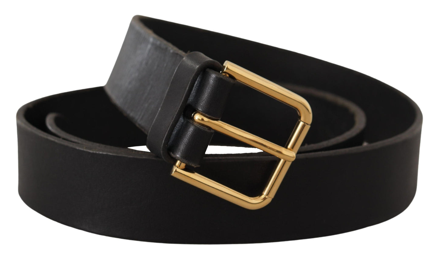 Dolce & Gabbana Elegant Leather Belt with Metal Buckle - KALAJ