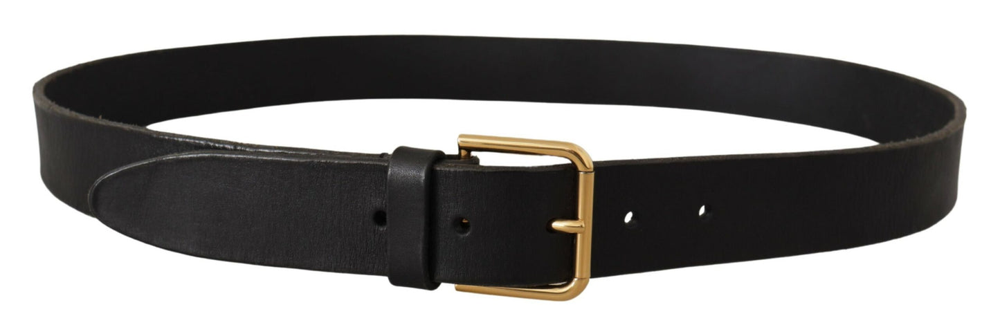 Dolce & Gabbana Elegant Leather Belt with Metal Buckle - KALAJ