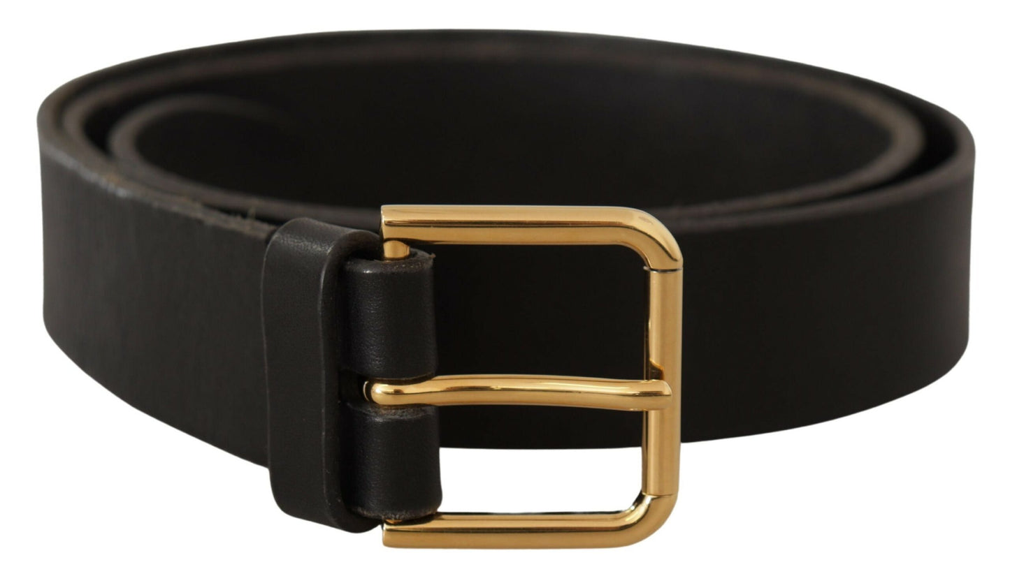 Dolce & Gabbana Elegant Leather Belt with Metal Buckle - KALAJ