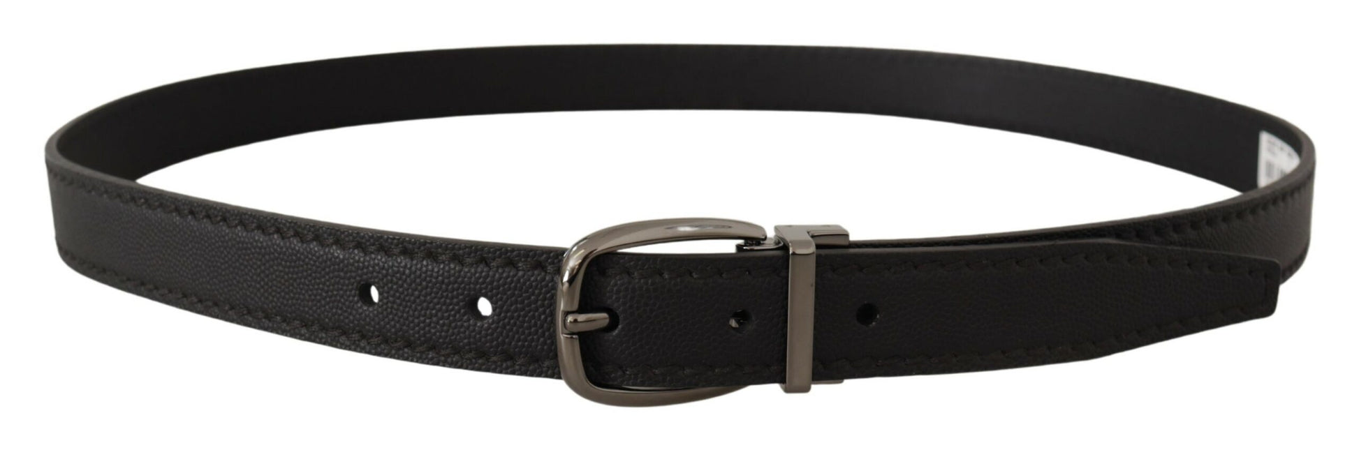 Dolce & Gabbana Elegant Black Leather Belt with Metal Buckle - KALAJ