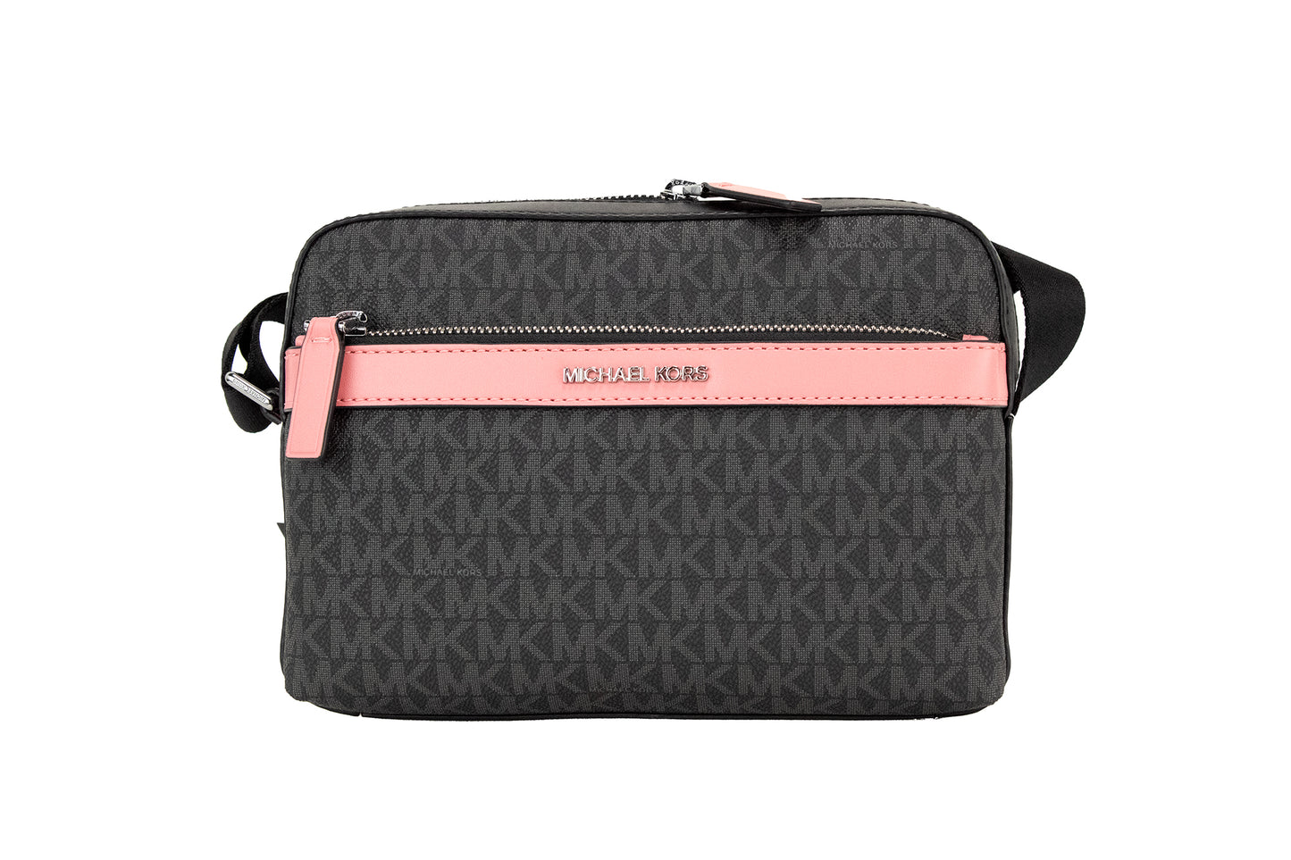 Michael Kors Cooper Small Black Pink Signature PVC Utility Crossbody Bag - KALAJ