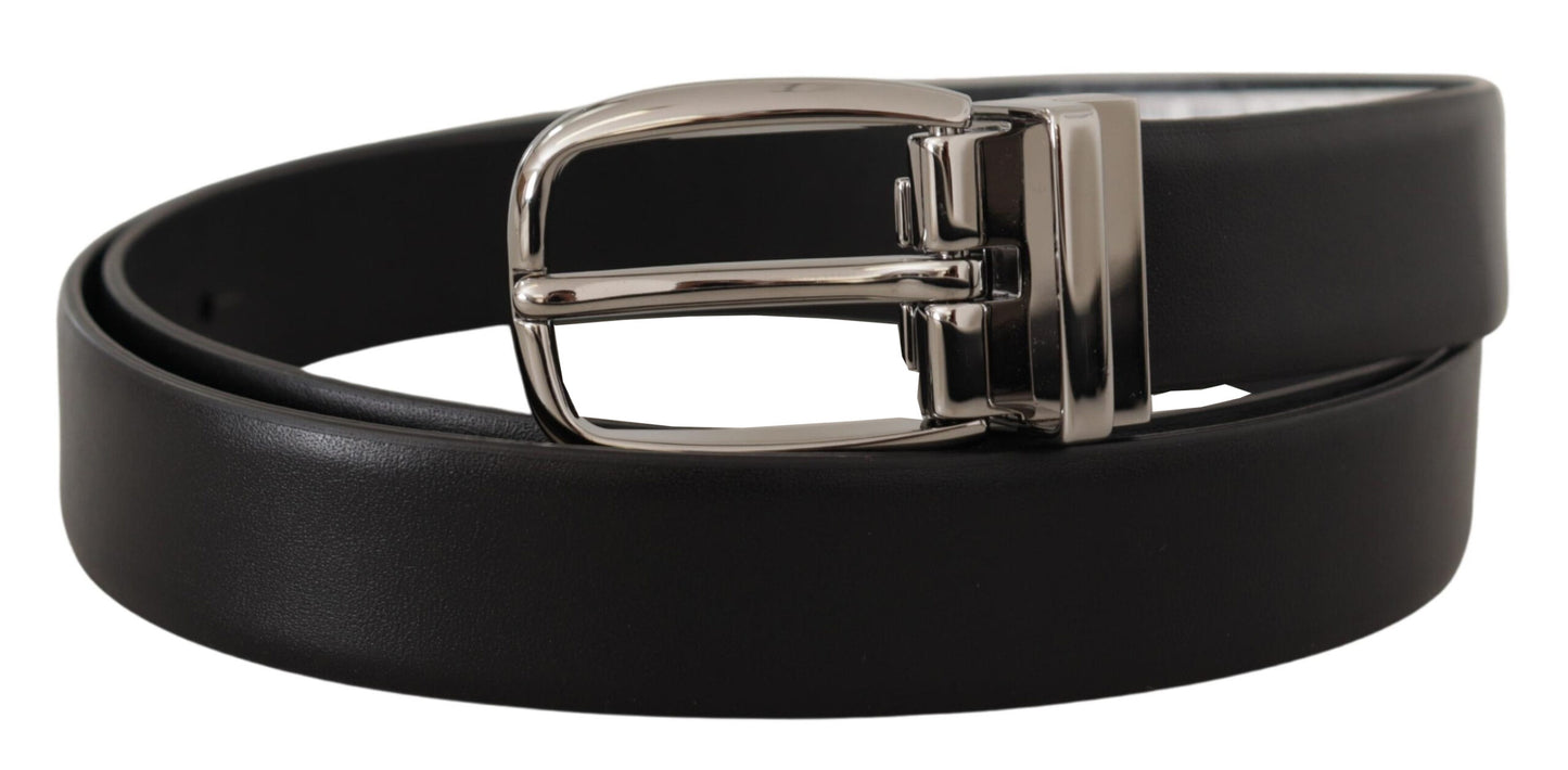 Dolce & Gabbana Elegant Leather Belt with Metal Buckle - KALAJ