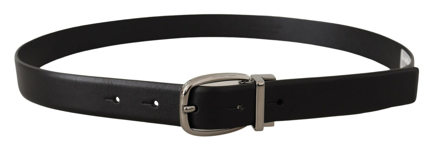 Dolce & Gabbana Elegant Leather Belt with Metal Buckle - KALAJ