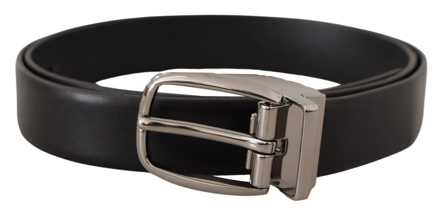 Dolce & Gabbana Elegant Leather Belt with Metal Buckle - KALAJ