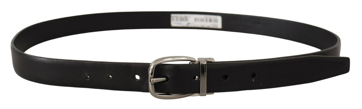 Dolce & Gabbana Elegant Black Leather Designer Belt - KALAJ