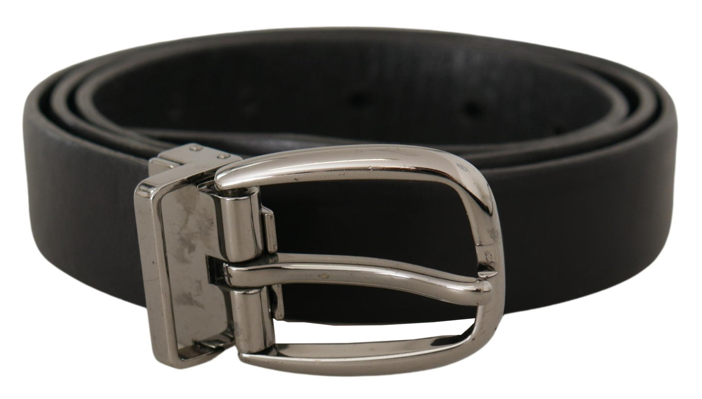 Dolce & Gabbana Elegant Black Leather Designer Belt - KALAJ