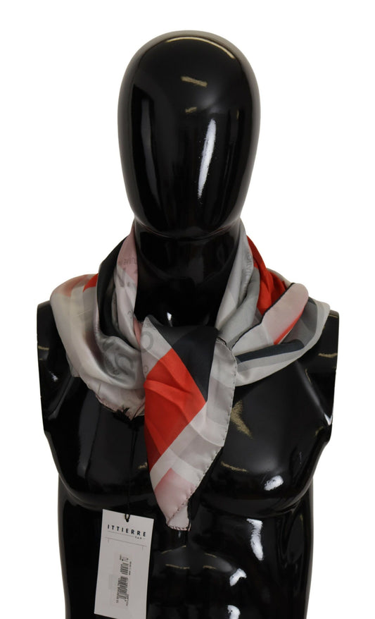 Costume National Elegant Silk Scarf in Gray Red Checkered - KALAJ