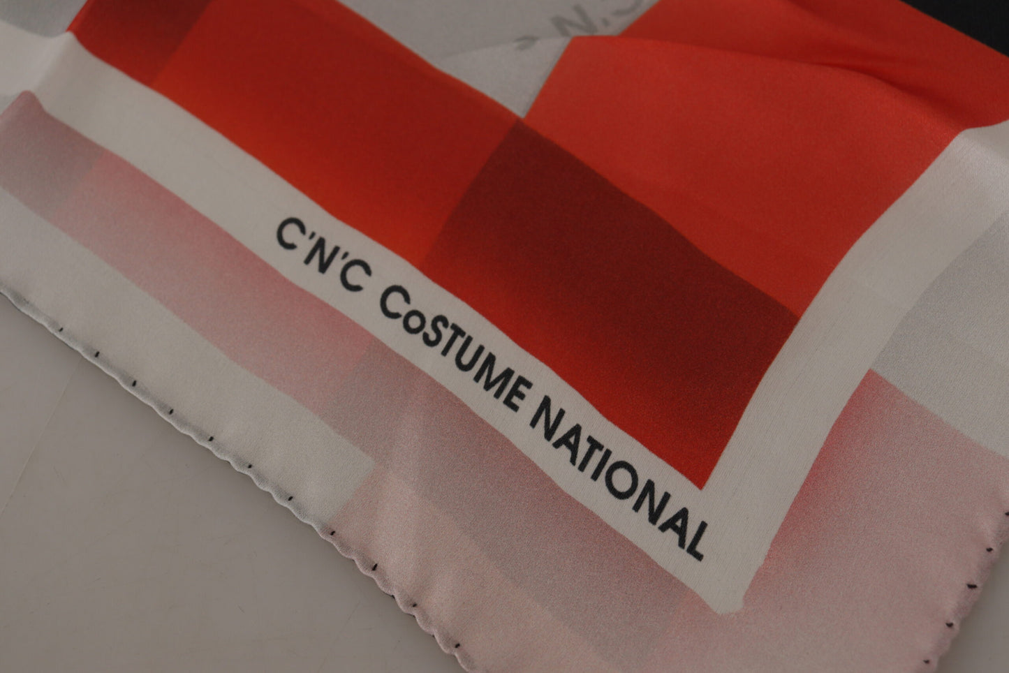 Costume National Elegant Silk Scarf in Gray Red Checkered - KALAJ