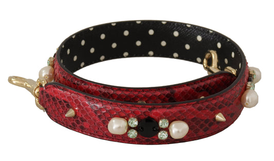 Dolce & Gabbana Elegant Red Python Leather Shoulder Strap - KALAJ