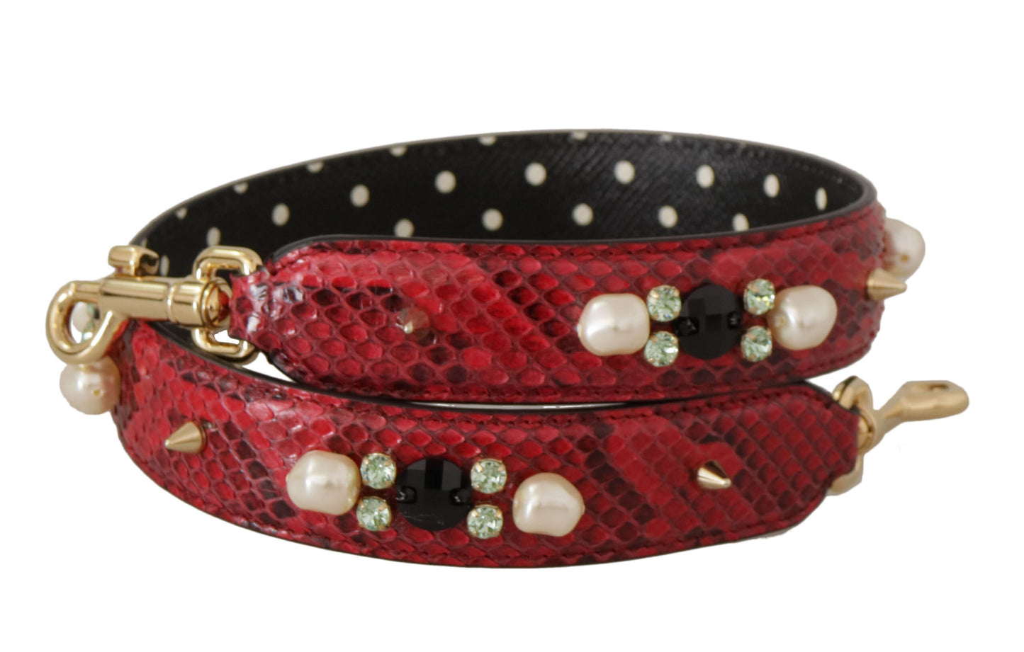 Dolce & Gabbana Elegant Red Python Leather Shoulder Strap - KALAJ