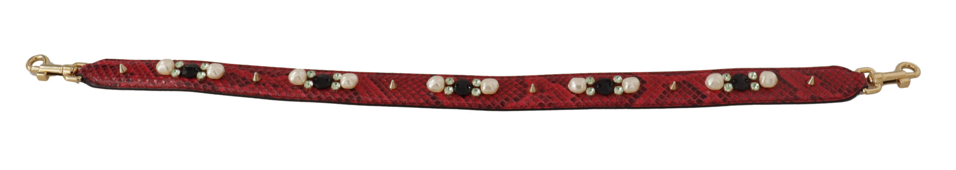 Dolce & Gabbana Elegant Red Python Leather Shoulder Strap - KALAJ