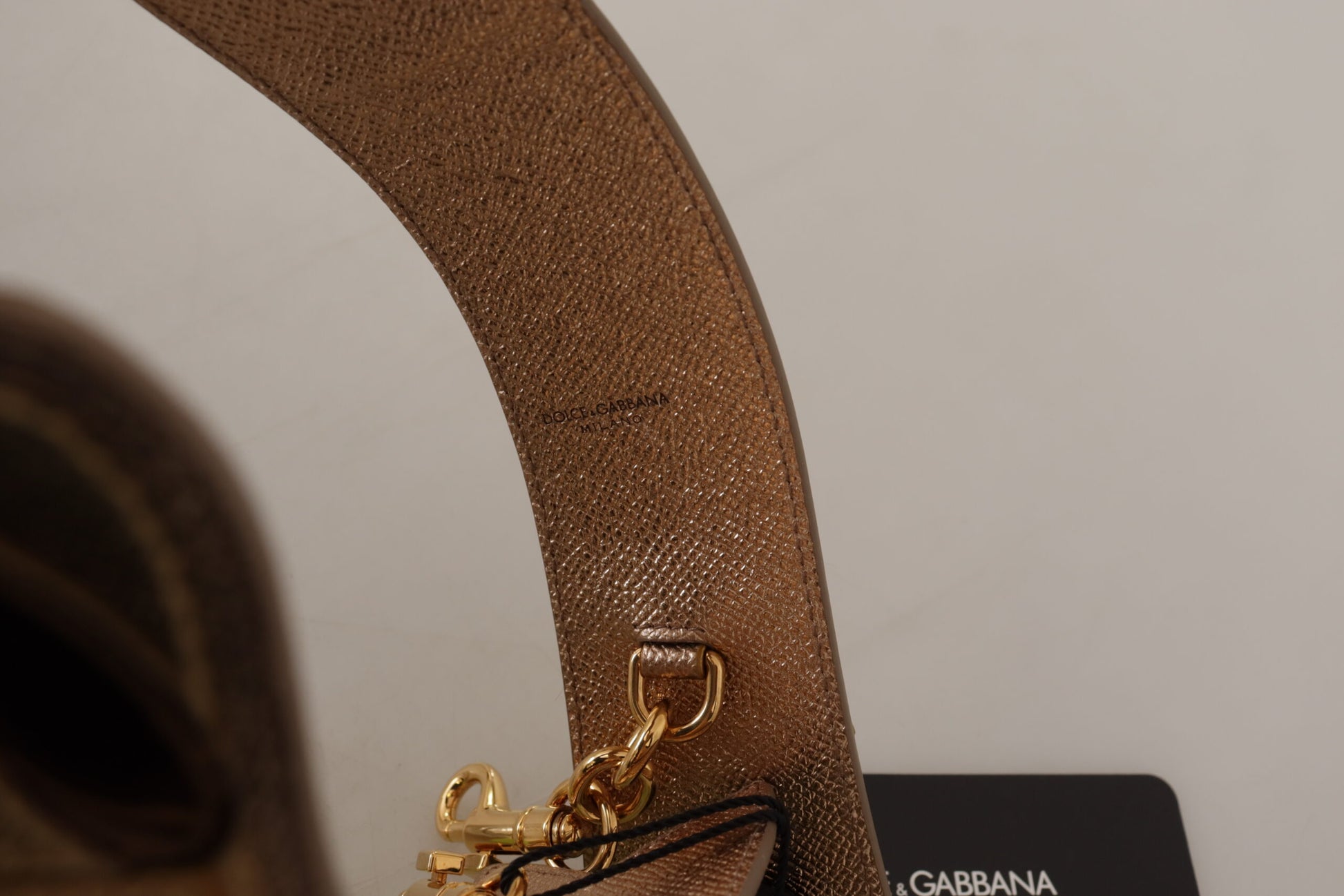 Dolce & Gabbana Elegant Gold Leather Shoulder Strap - KALAJ