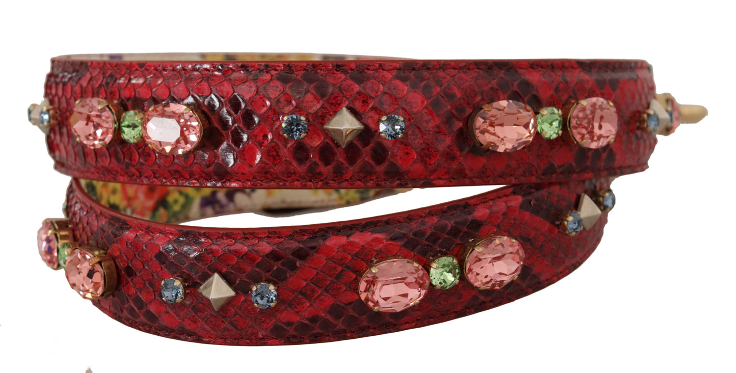 Dolce & Gabbana Elegant Red Python Leather Bag Strap - KALAJ