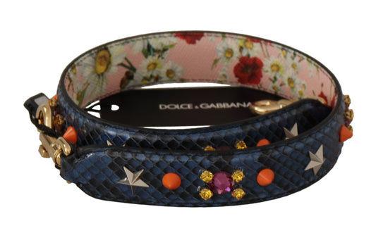 Dolce & Gabbana Elegant Blue Python Leather Bag Strap - KALAJ