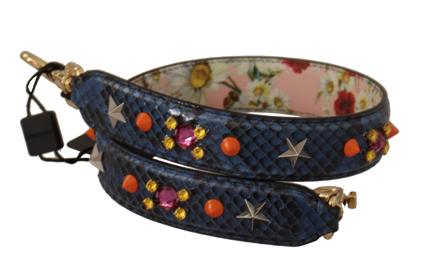 Dolce & Gabbana Elegant Blue Python Leather Bag Strap - KALAJ