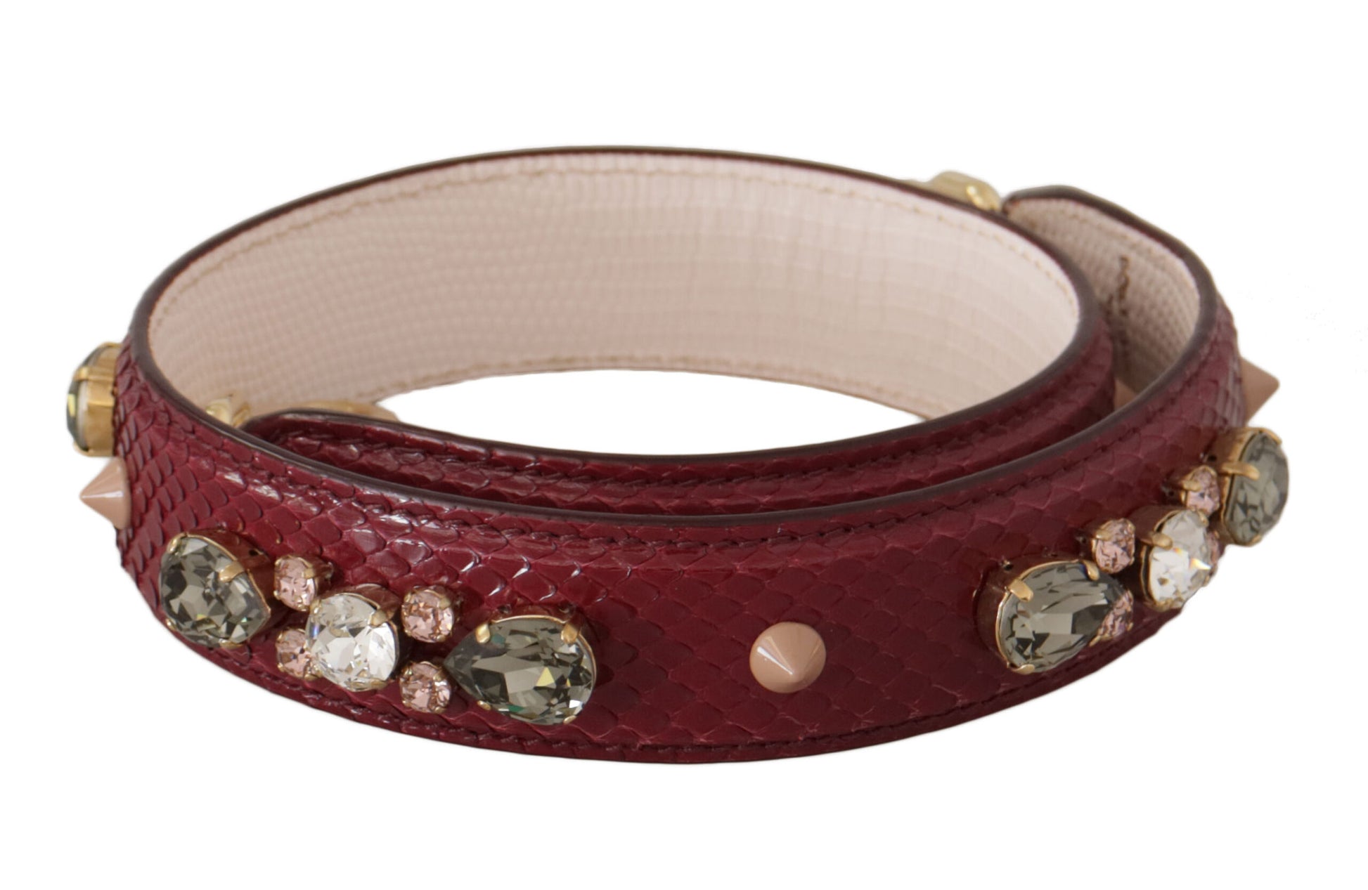 Dolce & Gabbana Elegant Python Leather Bag Strap in Bordeaux - KALAJ