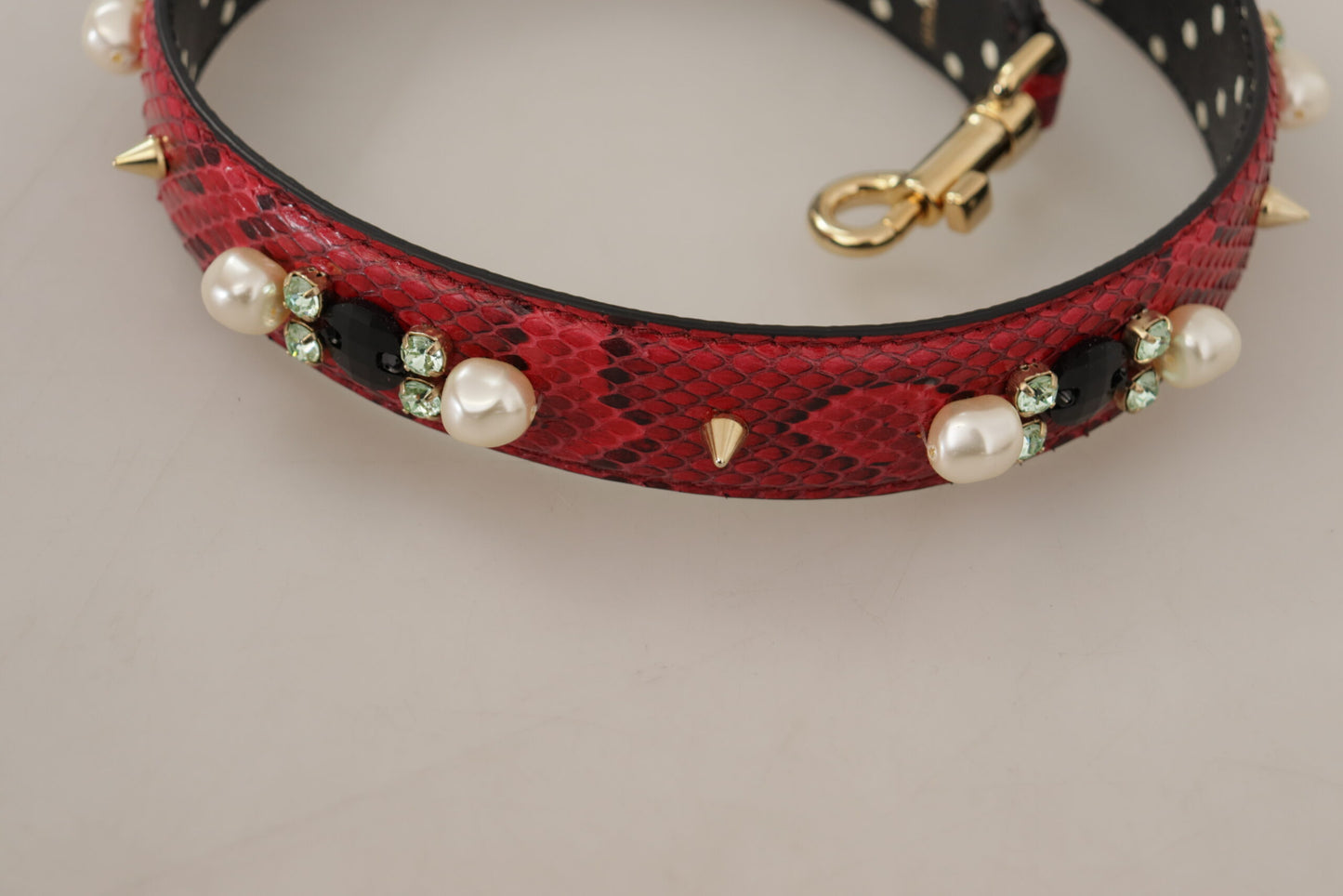 Dolce & Gabbana Elegant Red Python Leather Shoulder Strap - KALAJ