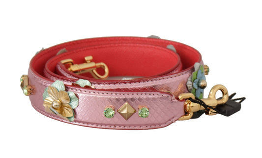 Dolce & Gabbana Elegant Metallic Pink Leather Shoulder Strap - KALAJ