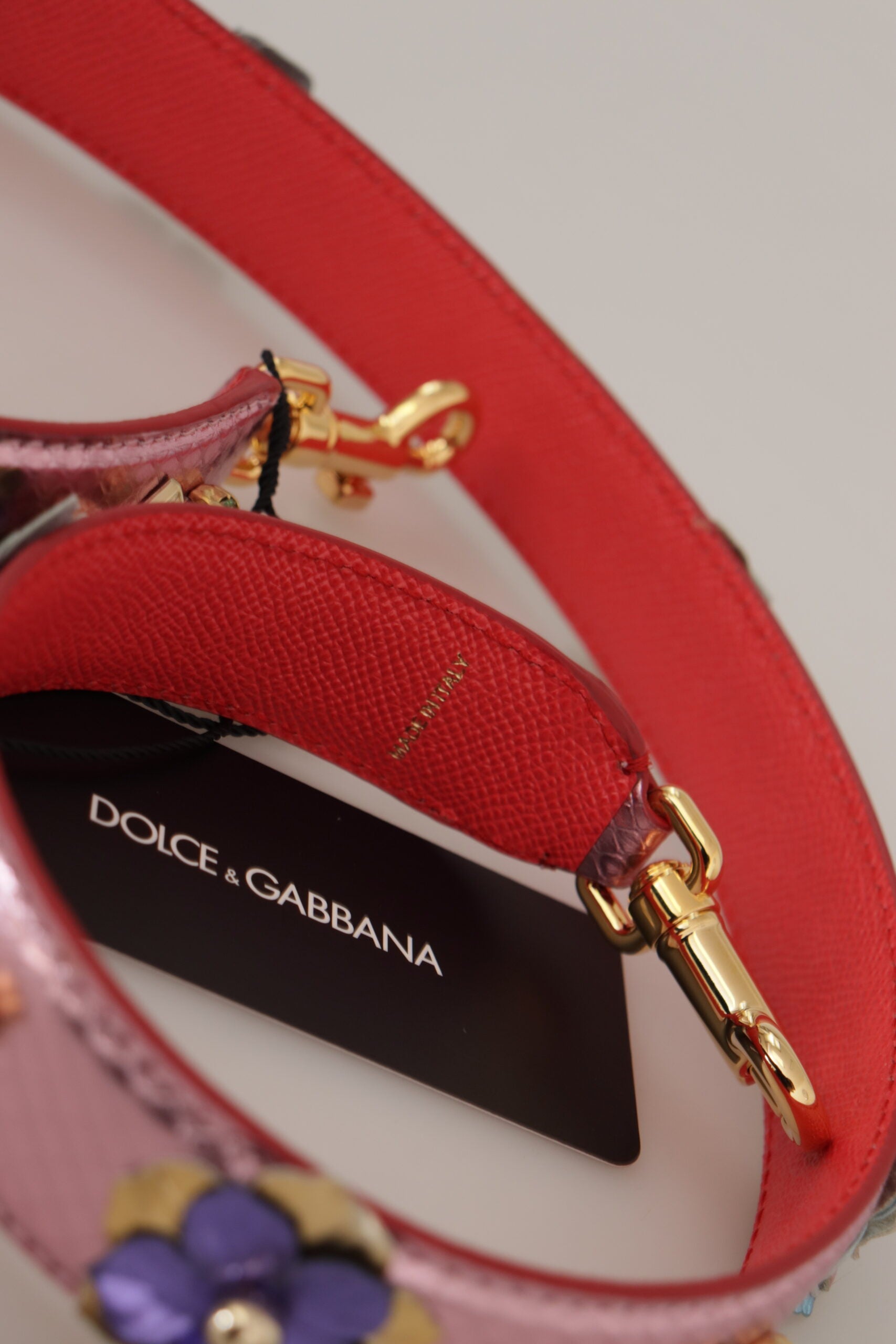 Dolce & Gabbana Elegant Metallic Pink Leather Shoulder Strap - KALAJ