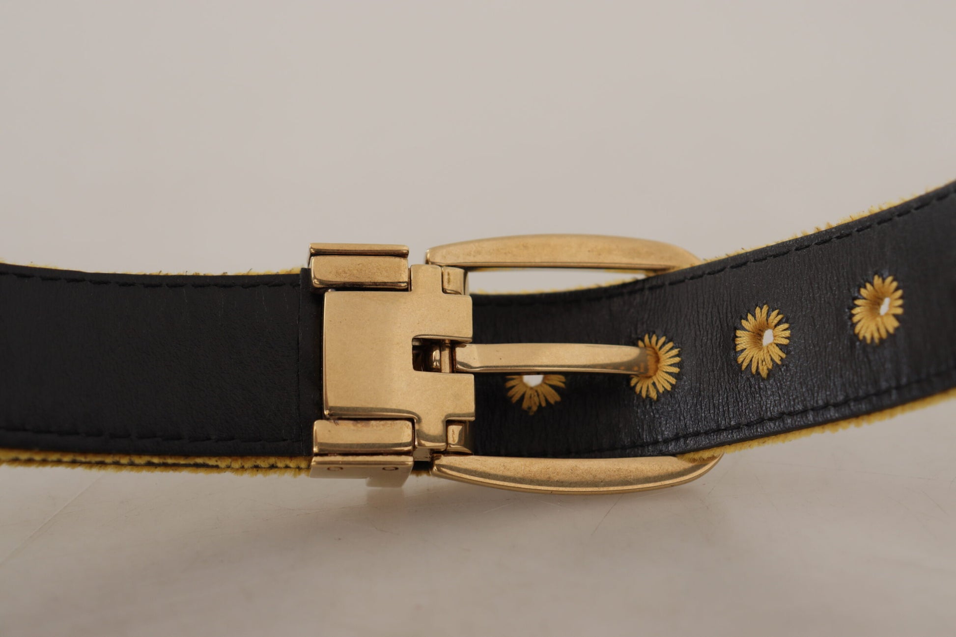 Dolce & Gabbana Elegant Velvet Gold Buckle Women's Belt - KALAJ