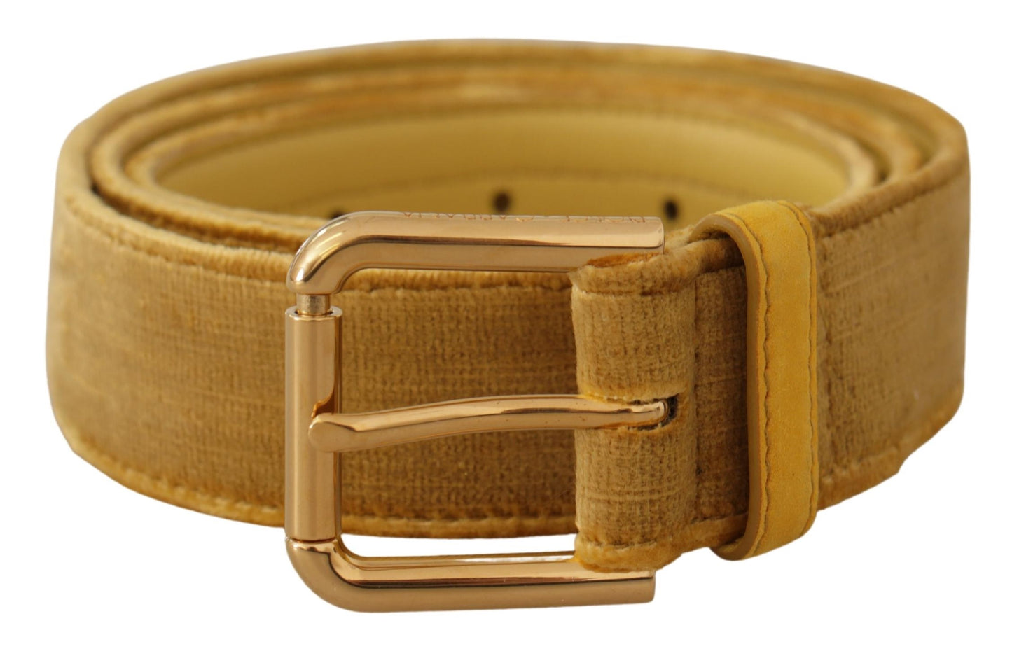 Dolce & Gabbana Elegant Velvet Designer Gold-Buckled Belt - KALAJ