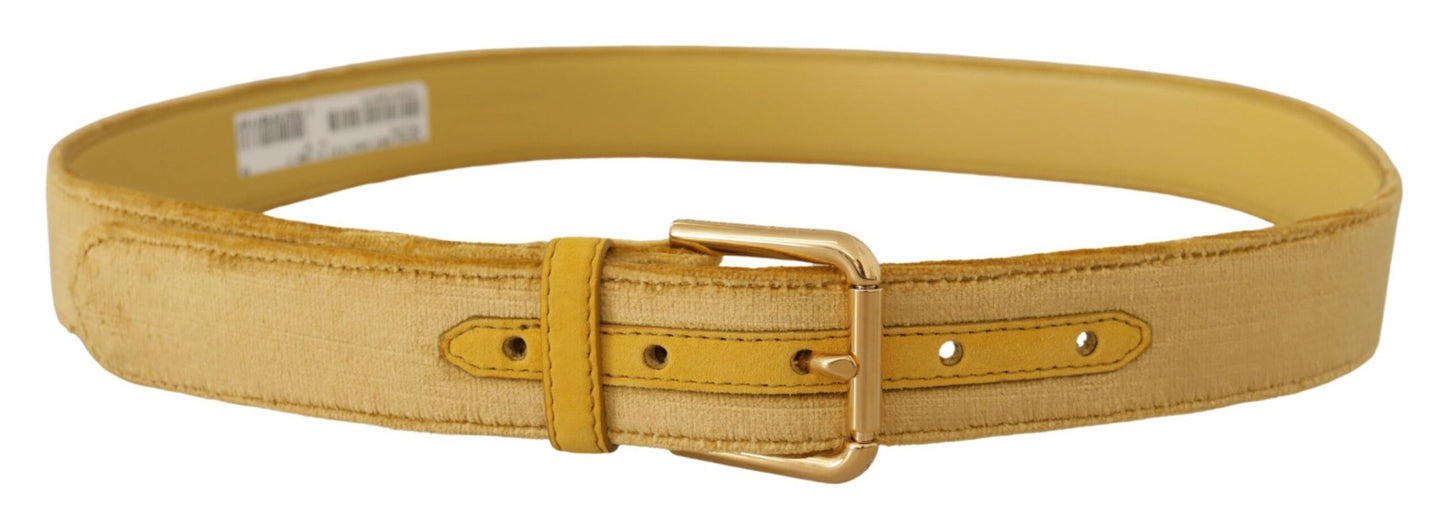 Dolce & Gabbana Elegant Velvet Designer Gold-Buckled Belt - KALAJ