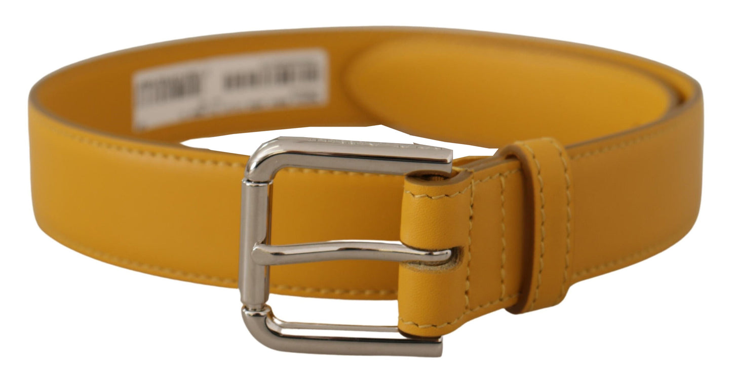 Dolce & Gabbana Elegant Leather Belt in Sunshine Yellow - KALAJ