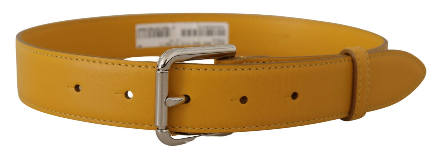 Dolce & Gabbana Elegant Leather Belt in Sunshine Yellow - KALAJ