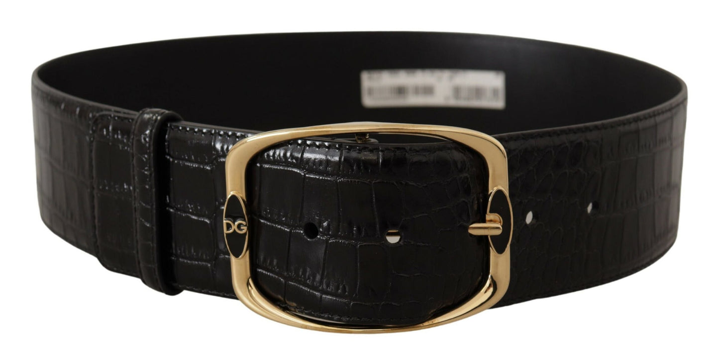 Dolce & Gabbana Elegant Black Leather Logo Belt - KALAJ