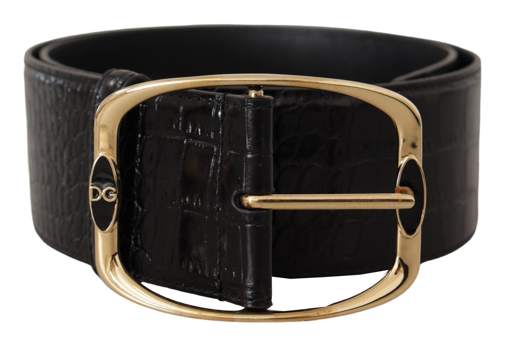 Dolce & Gabbana Elegant Black Leather Logo Belt - KALAJ