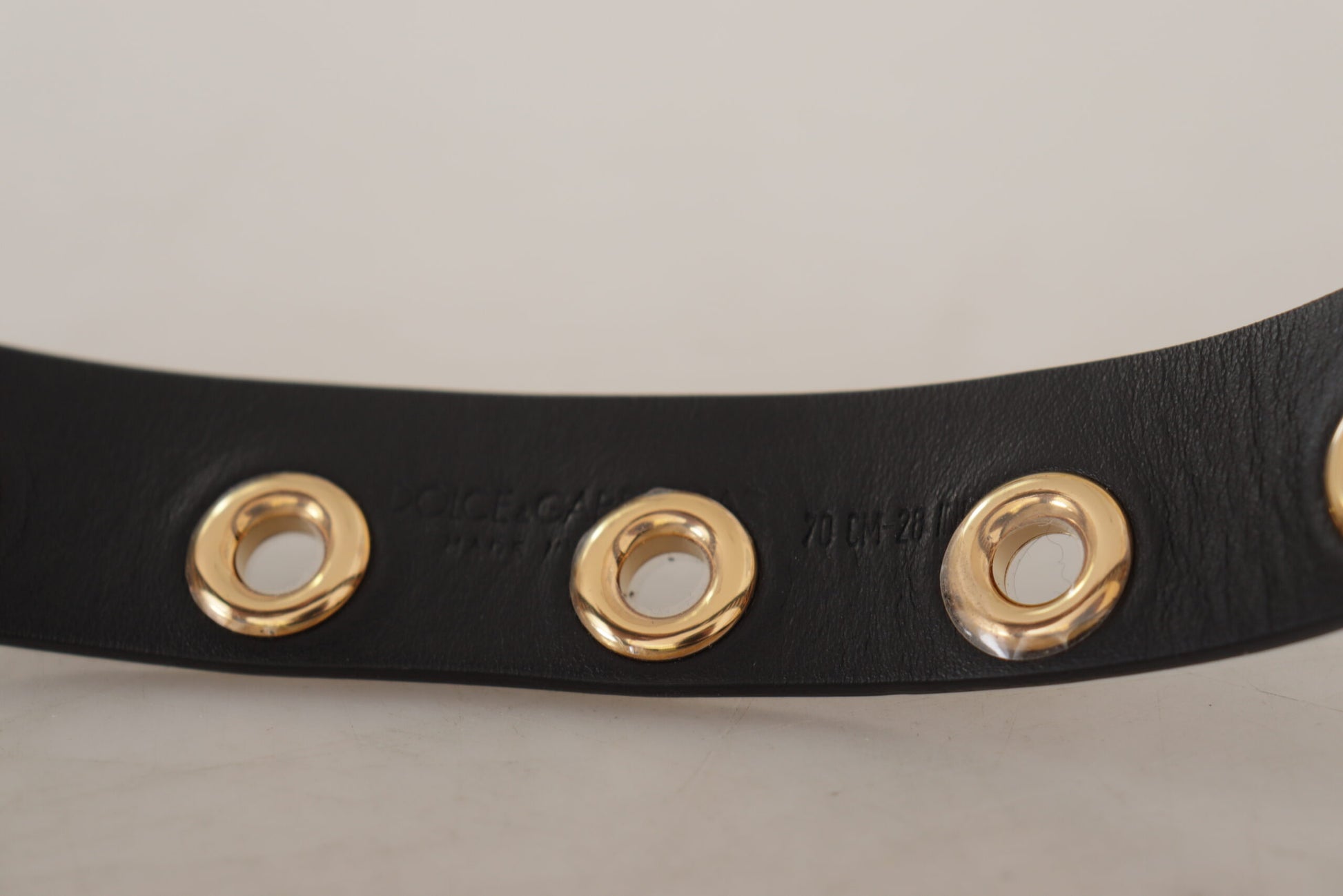 Dolce & Gabbana Chic Black Leather Belt with Engraved Buckle - KALAJ