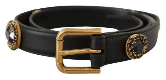 Dolce & Gabbana Elegant Black Leather Logo Belt - KALAJ