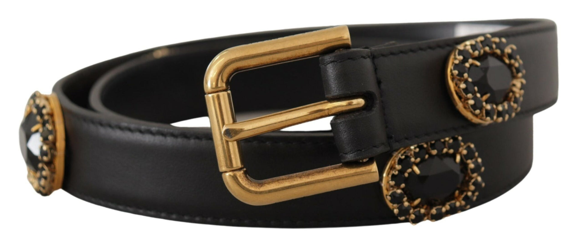 Dolce & Gabbana Elegant Black Leather Logo Belt - KALAJ