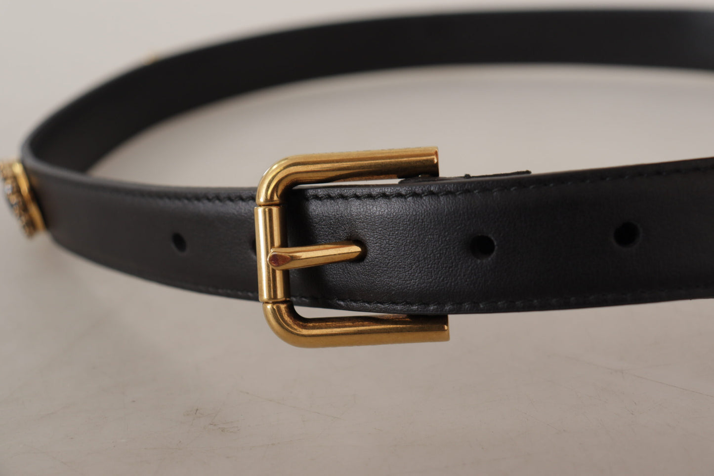 Dolce & Gabbana Elegant Black Leather Logo Belt - KALAJ