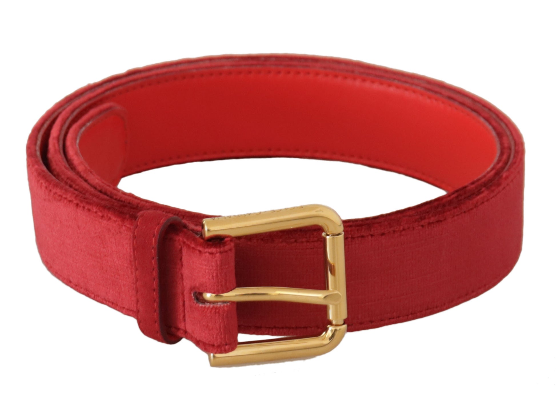 Dolce & Gabbana Elegant Red Suede Designer Belt - KALAJ