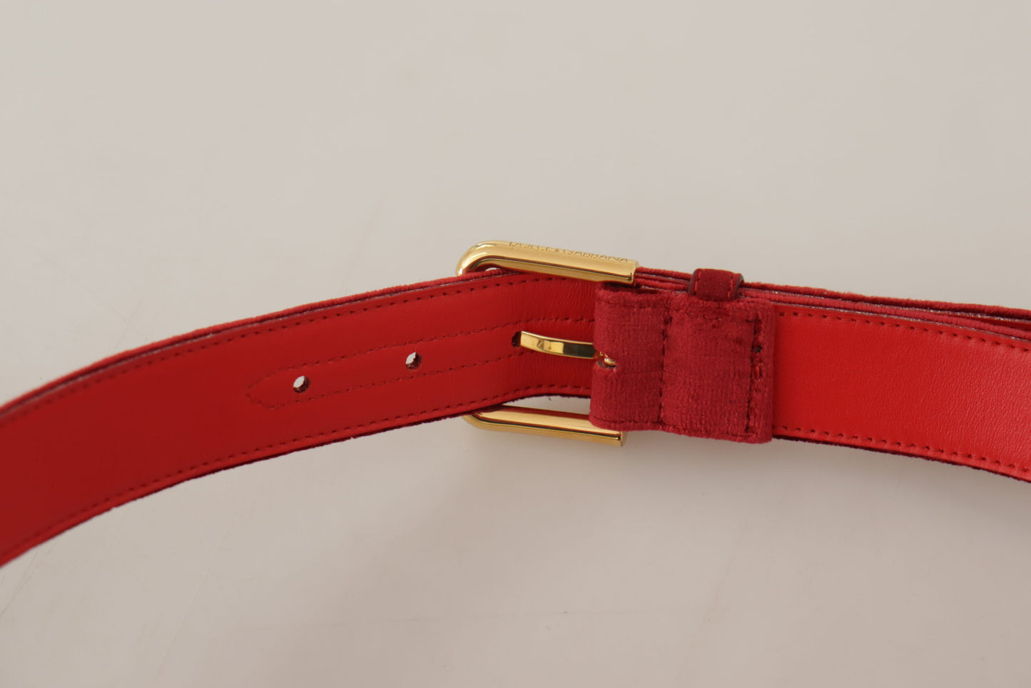 Dolce & Gabbana Elegant Red Suede Designer Belt - KALAJ