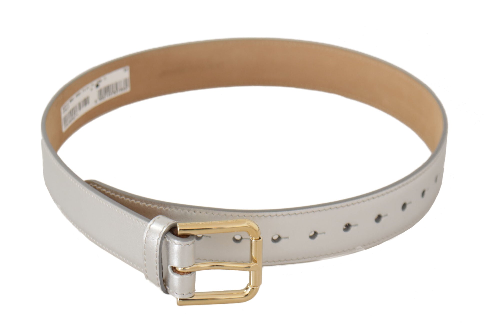 Dolce & Gabbana Engraved Silver-Toned Leather Belt - KALAJ