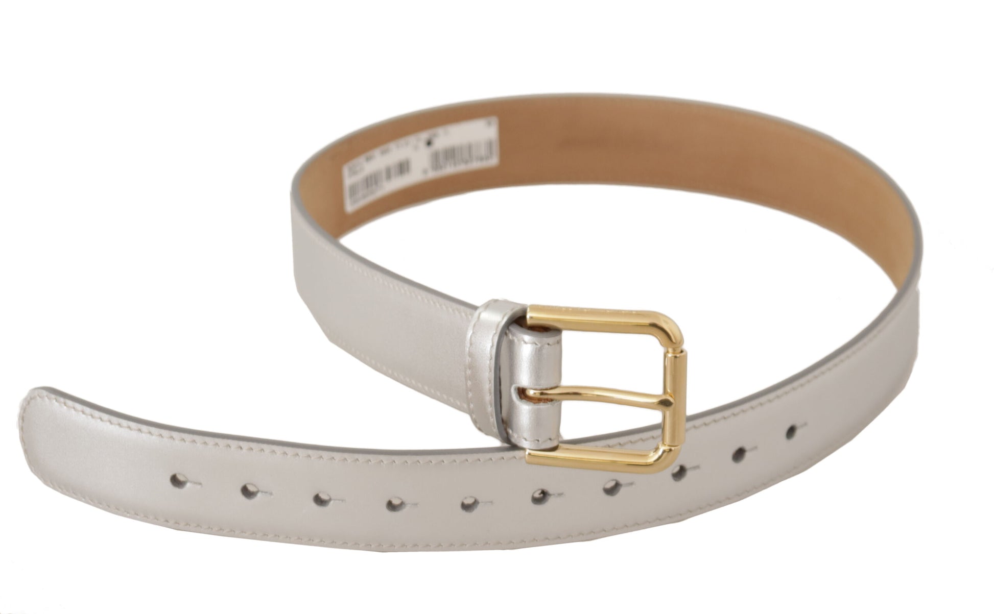 Dolce & Gabbana Engraved Silver-Toned Leather Belt - KALAJ