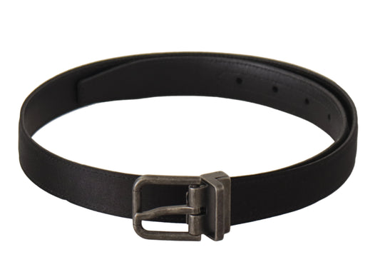 Dolce & Gabbana Elegant Black Leather Belt with Metal Buckle - KALAJ