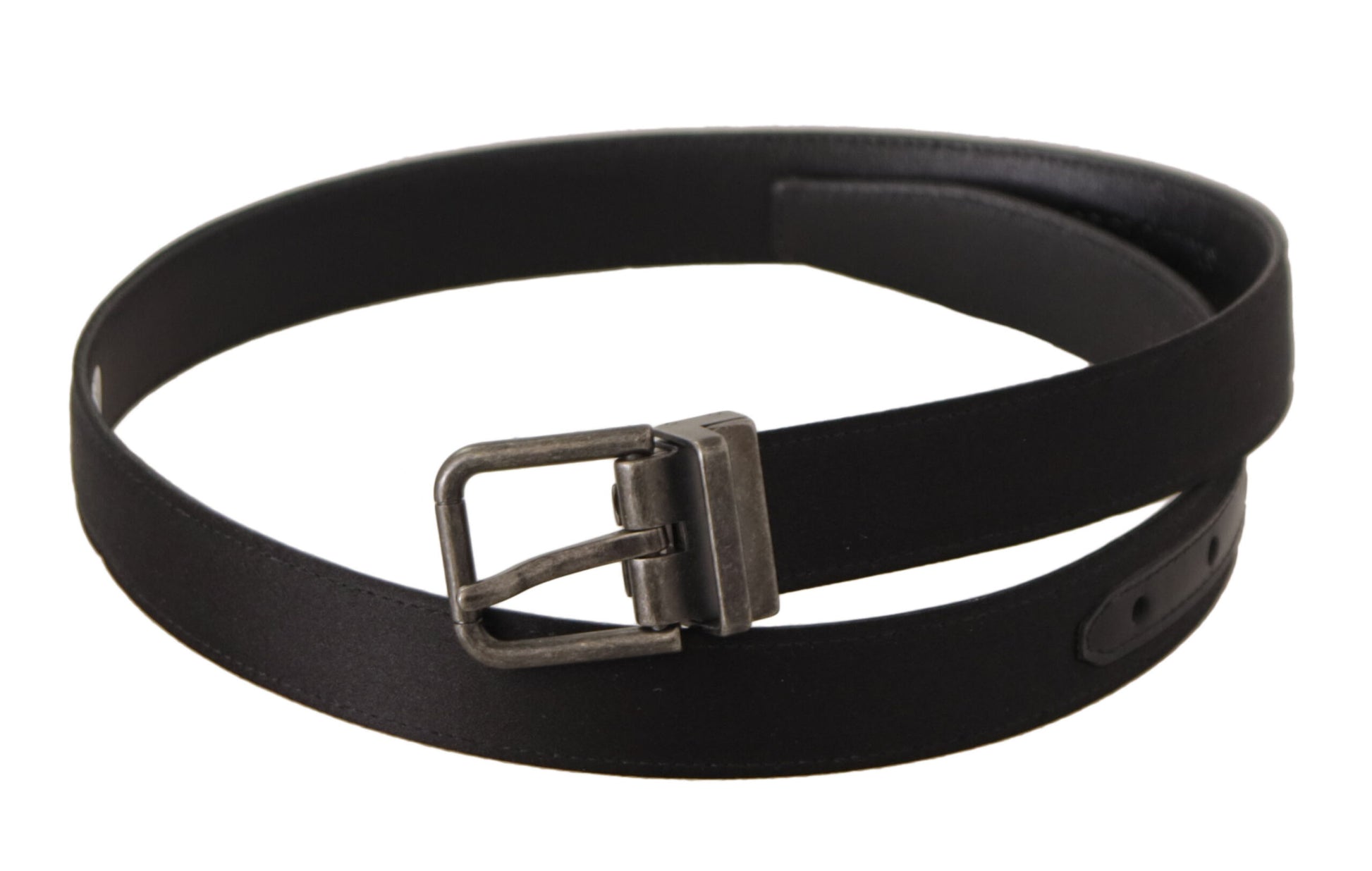 Dolce & Gabbana Elegant Black Leather Belt with Metal Buckle - KALAJ