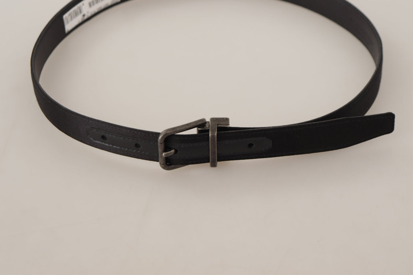 Dolce & Gabbana Elegant Black Leather Belt with Metal Buckle - KALAJ