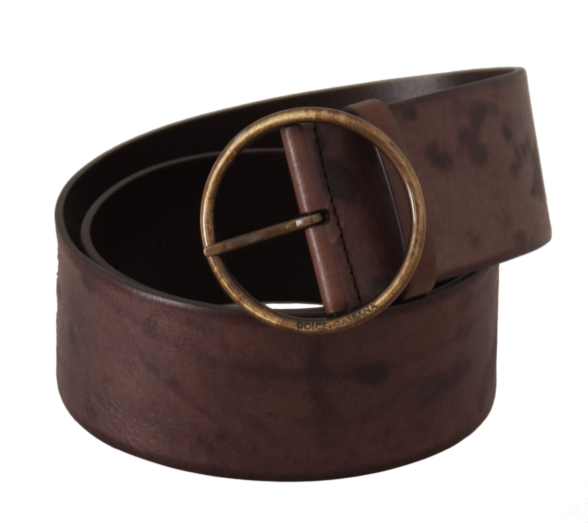 Dolce & Gabbana Elegant Dark Brown Leather Belt with Logo Buckle - KALAJ