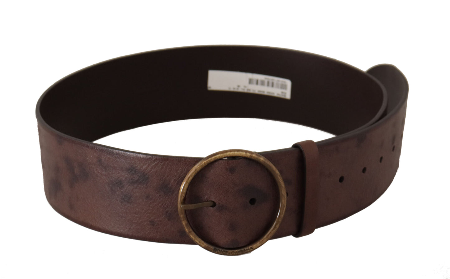 Dolce & Gabbana Elegant Dark Brown Leather Belt with Logo Buckle - KALAJ