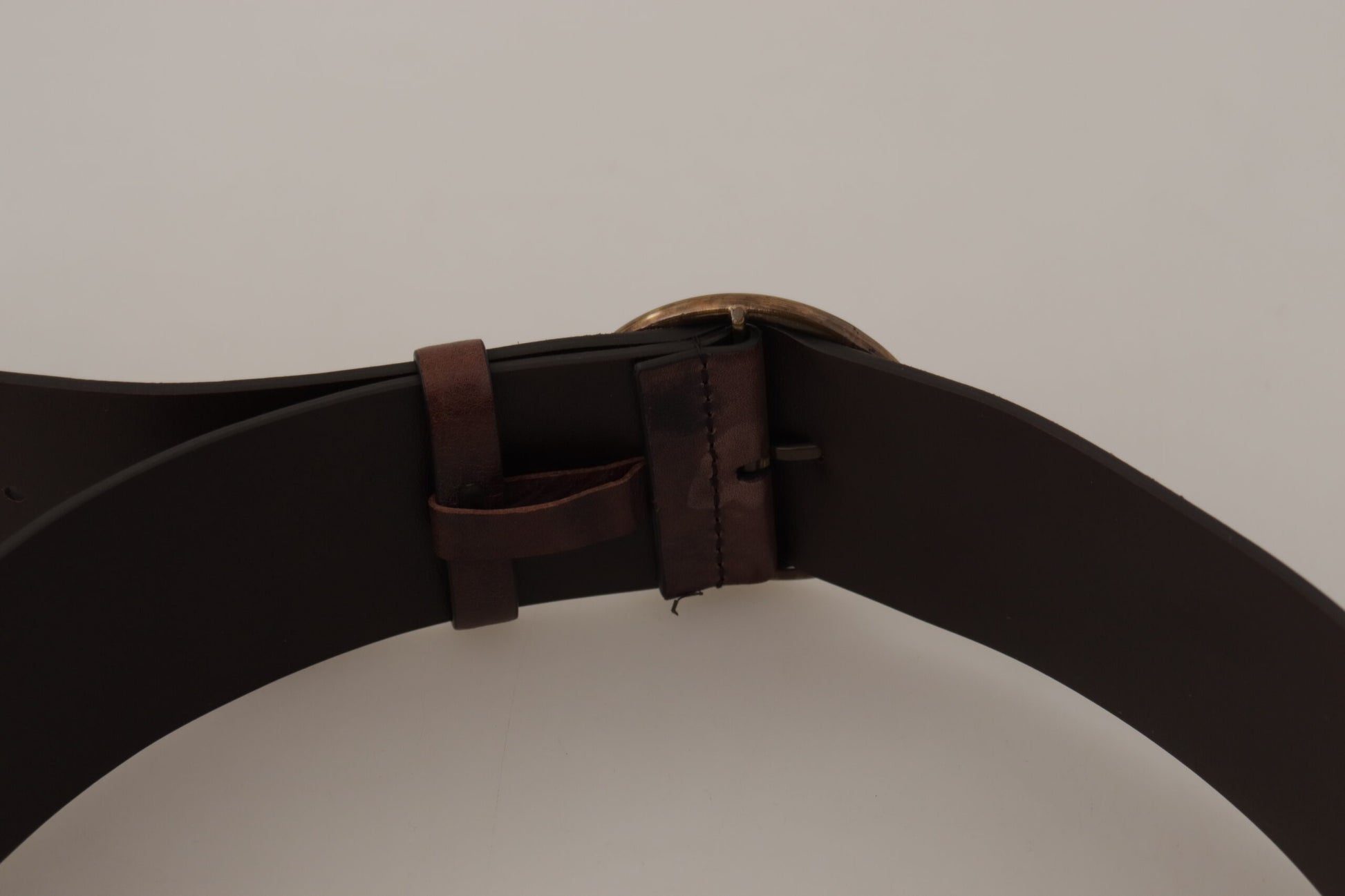 Dolce & Gabbana Elegant Dark Brown Leather Belt with Logo Buckle - KALAJ