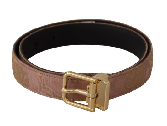 Dolce & Gabbana Chic Rose Pink Leather Belt with Logo Buckle - KALAJ