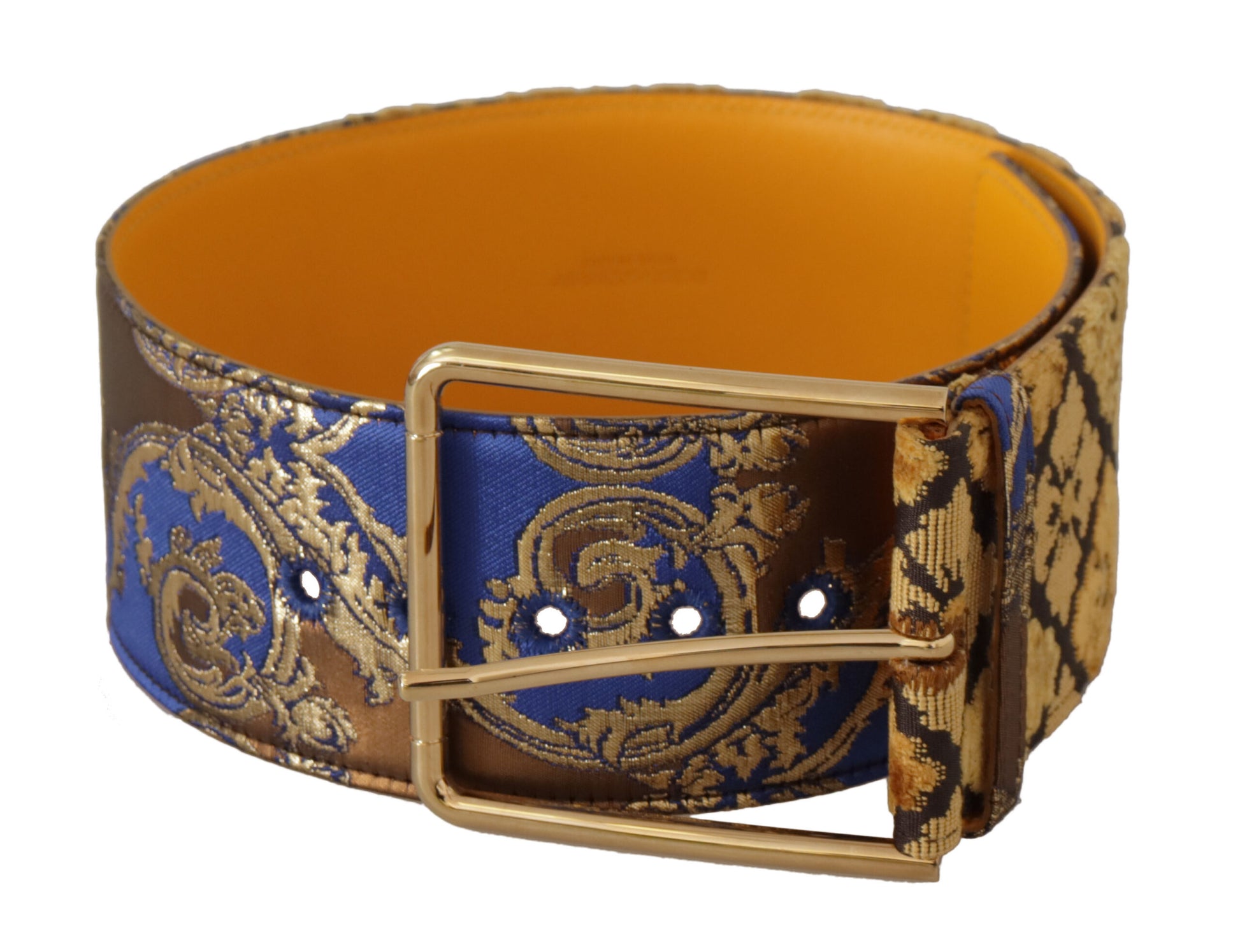 Dolce & Gabbana Elegant Blue Leather Belt with Metal Buckle - KALAJ