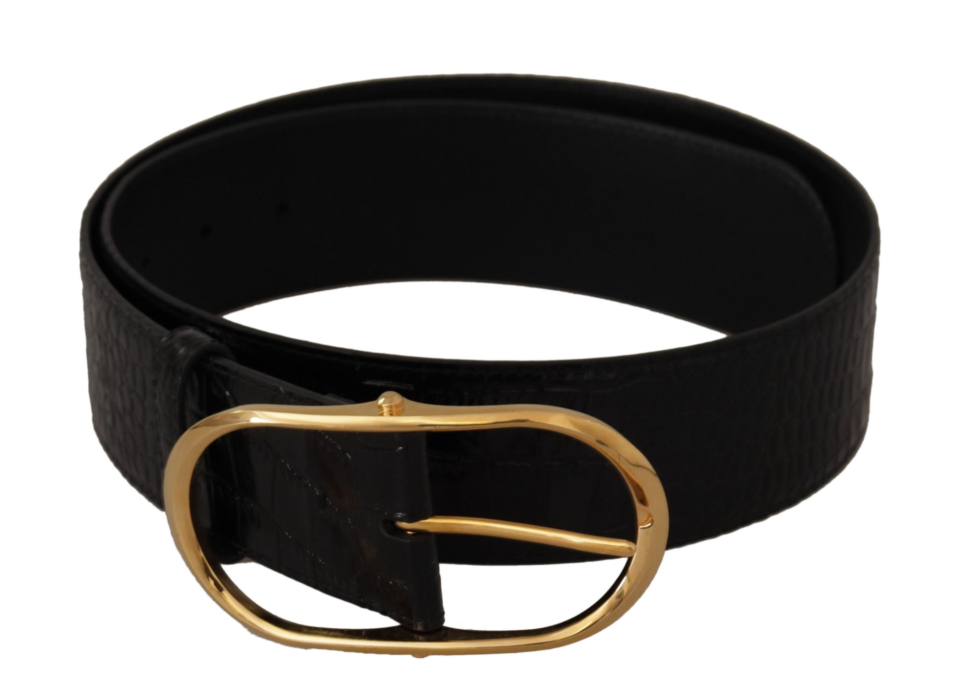 Dolce & Gabbana Chic Black Leather Logo Belt - KALAJ