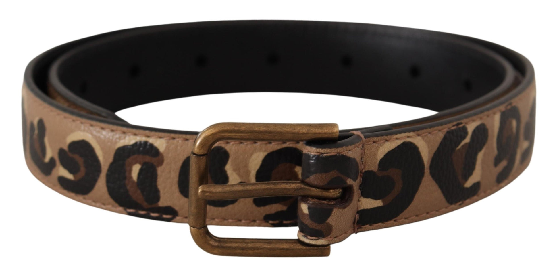 Dolce & Gabbana Elegant Leather Engraved Buckle Belt - KALAJ