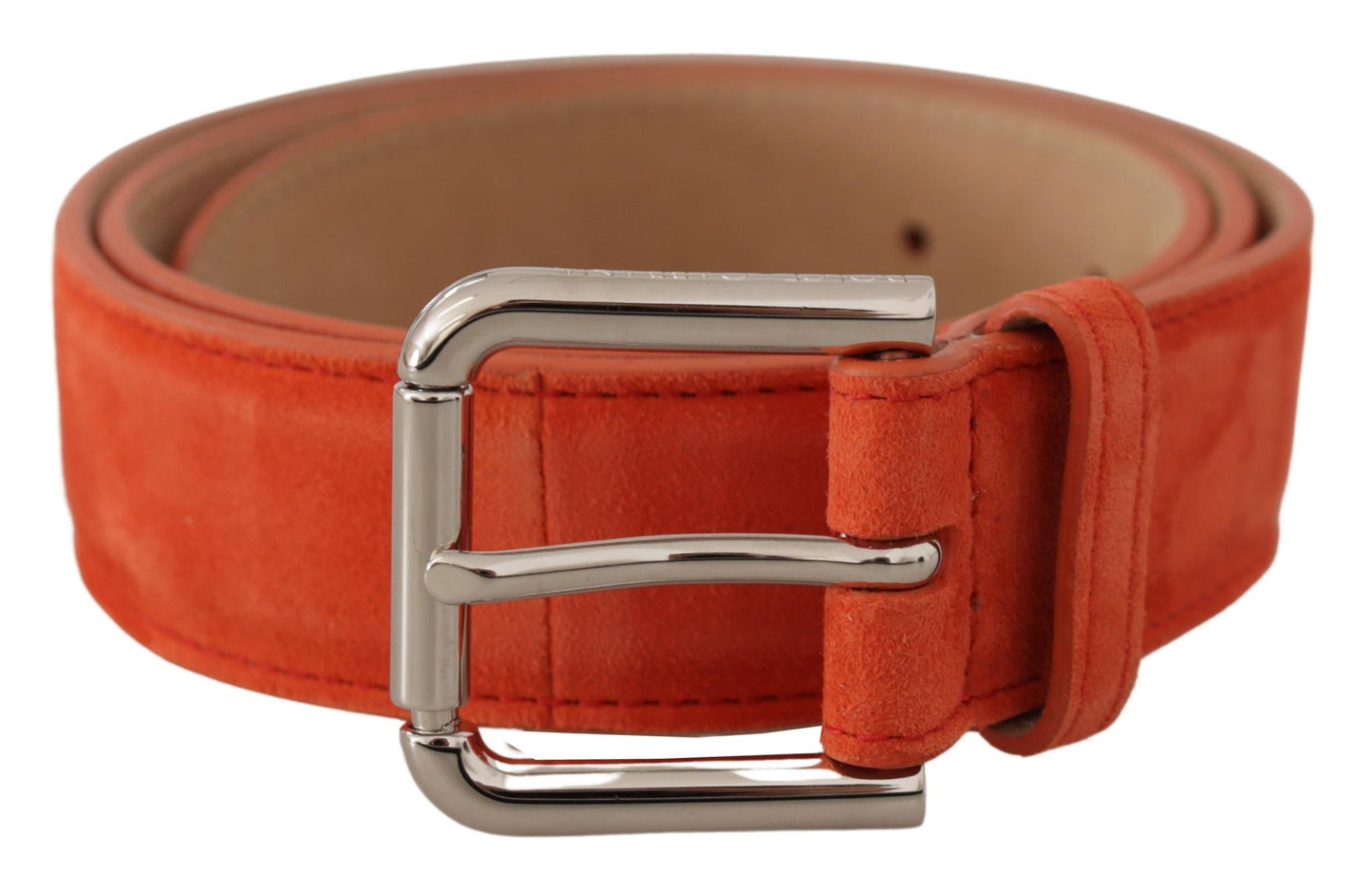 Dolce & Gabbana Elegant Suede Leather Belt in Vibrant Orange - KALAJ