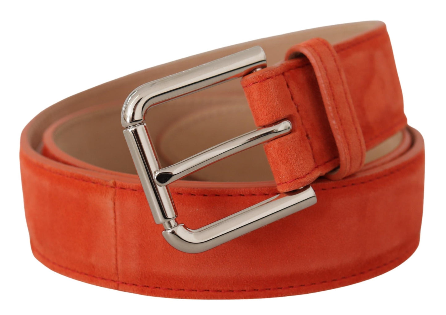 Dolce & Gabbana Elegant Suede Leather Belt in Vibrant Orange - KALAJ